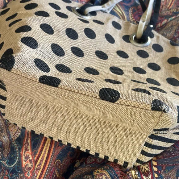 Polka Dot Tote Bag - Black and Tan - Picture 6 of 13